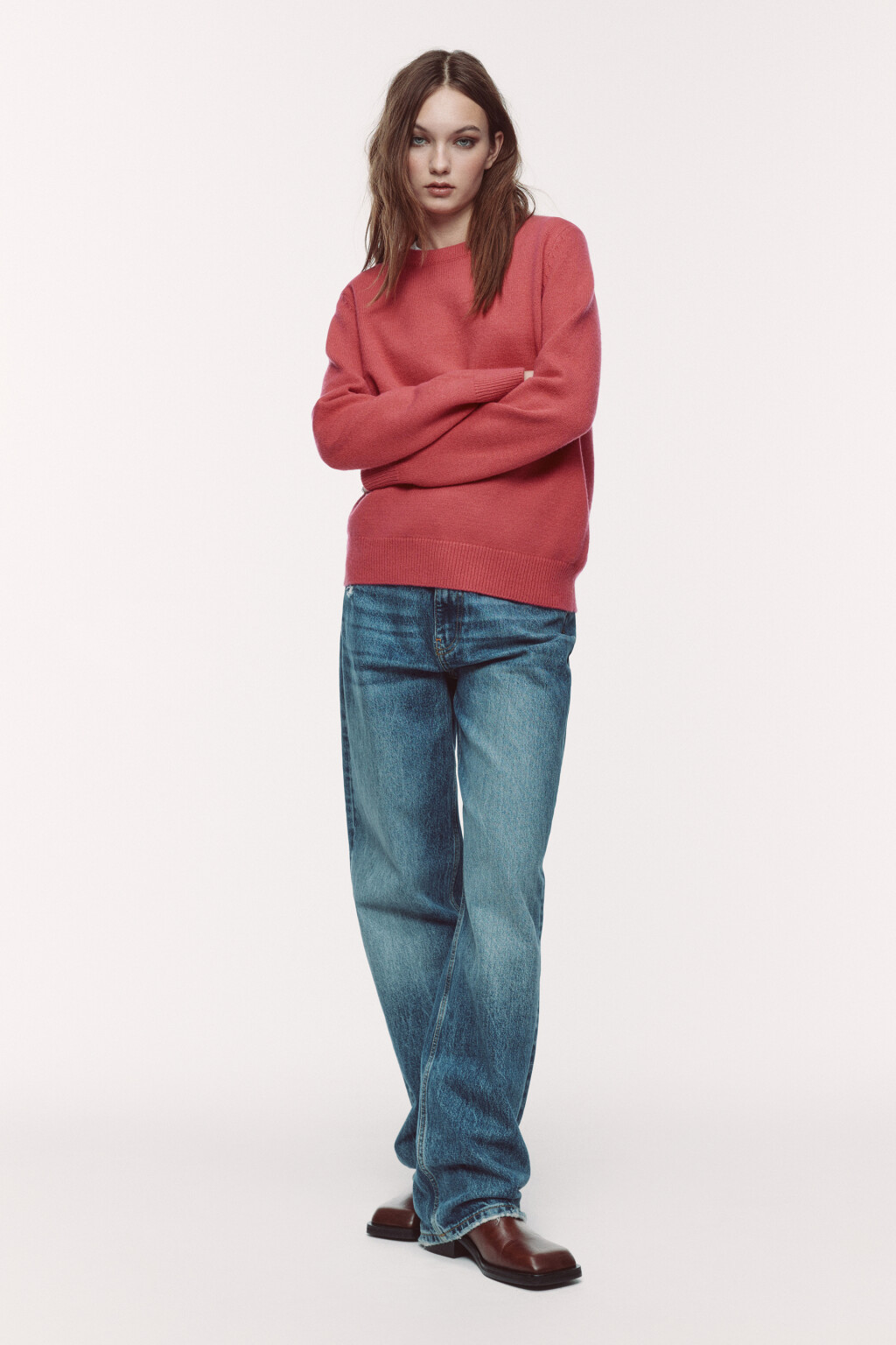 Джемпер вязаный базовый - цвет розовый - 5