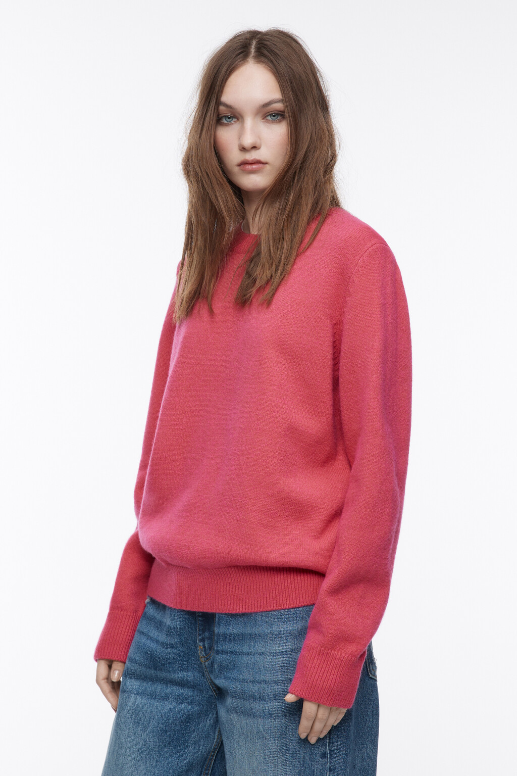 Джемпер вязаный базовый - цвет розовый - 3