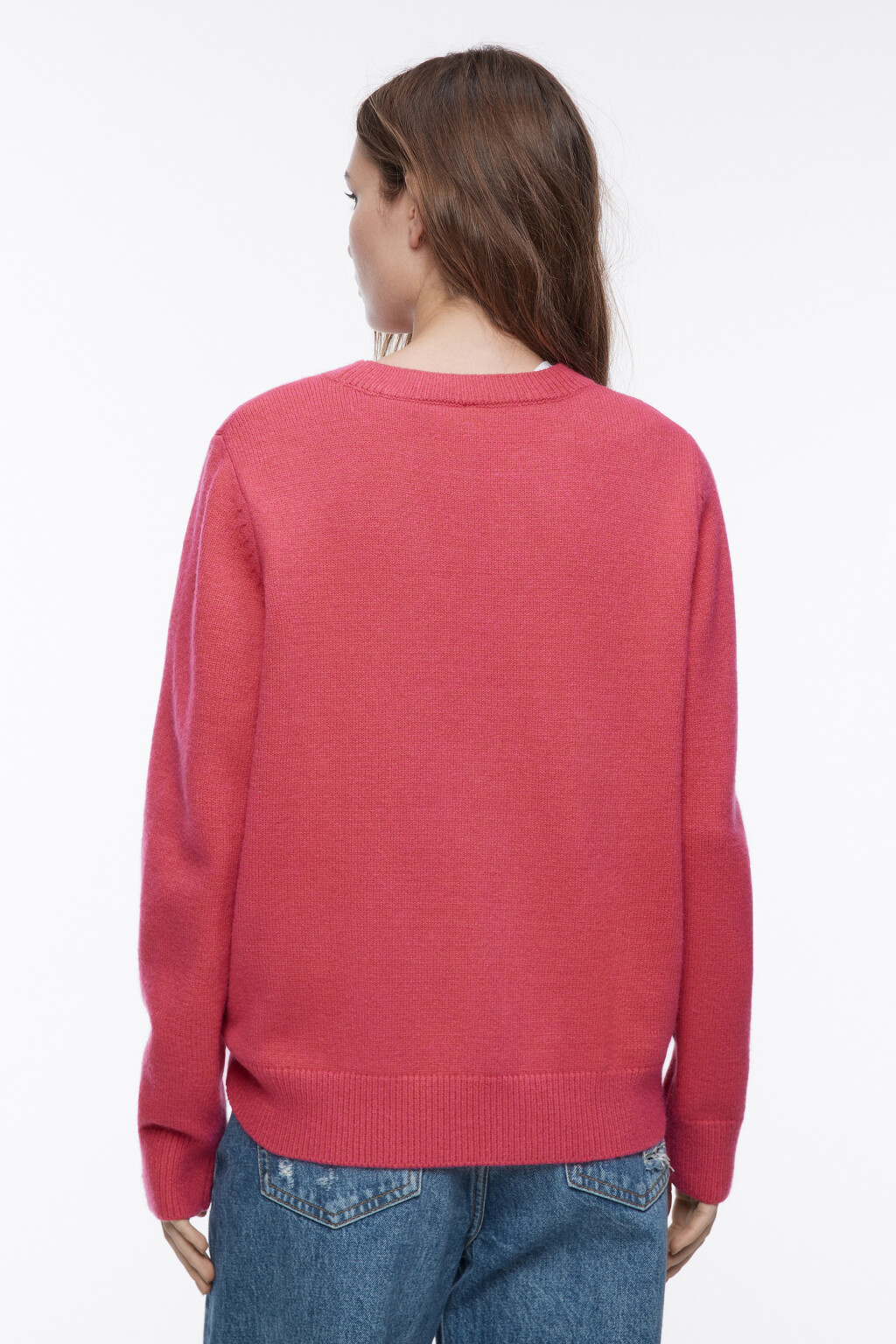 Джемпер вязаный базовый - цвет розовый - 4