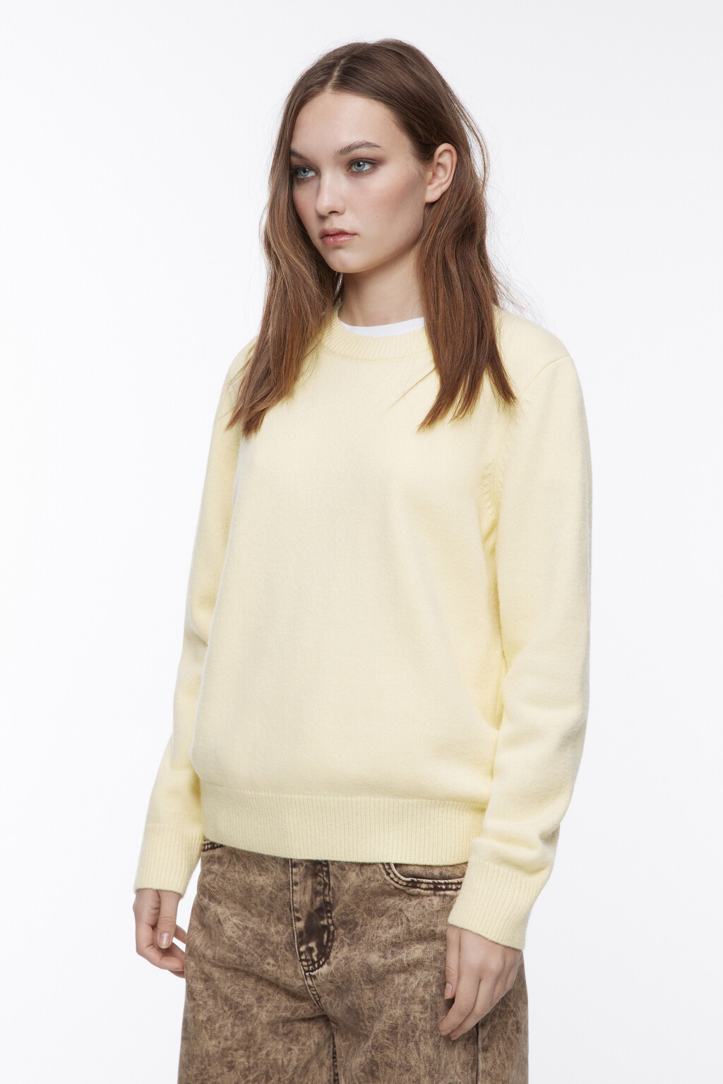 Джемпер вязаный базовый - цвет желтый - 2