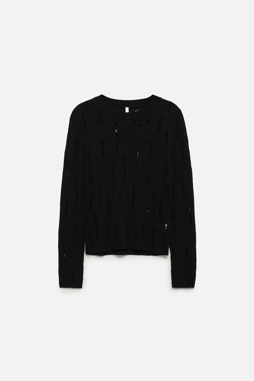 Джемпер тонкий вязаный с рваными деталями - цвет черный - 9