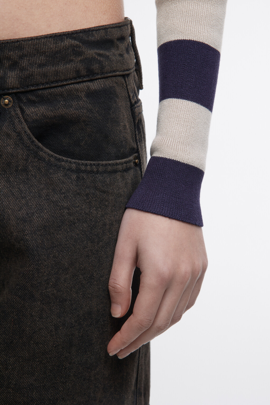 Джемпер укороченный в полоску - цвет синий - 7