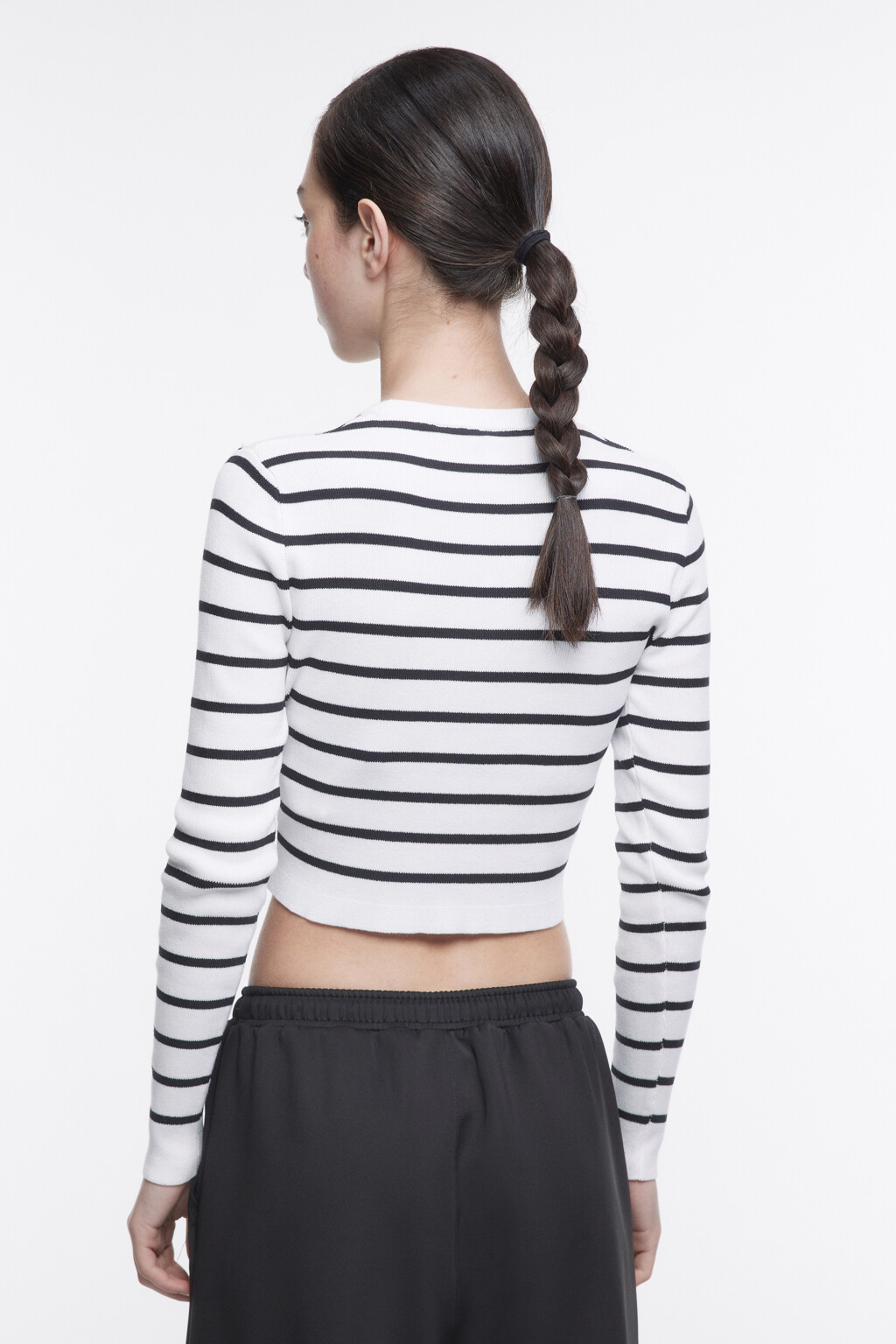 Джемпер укороченный в полоску - цвет белый - 3