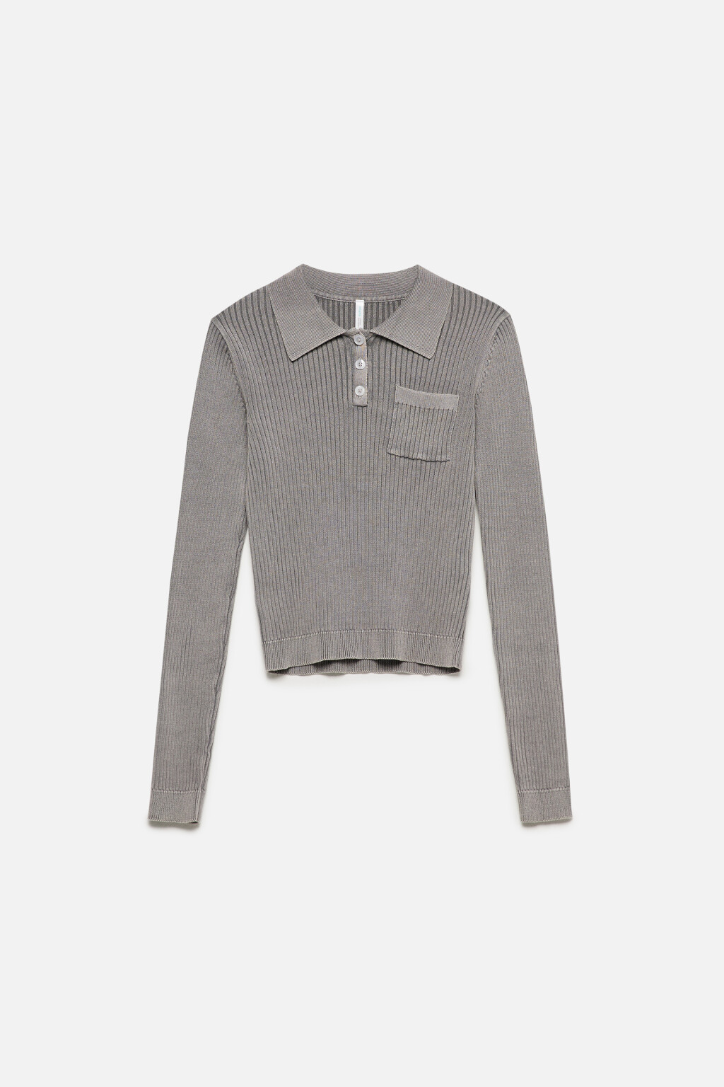 Джемпер облегающий с воротником-поло - цвет серый - 9