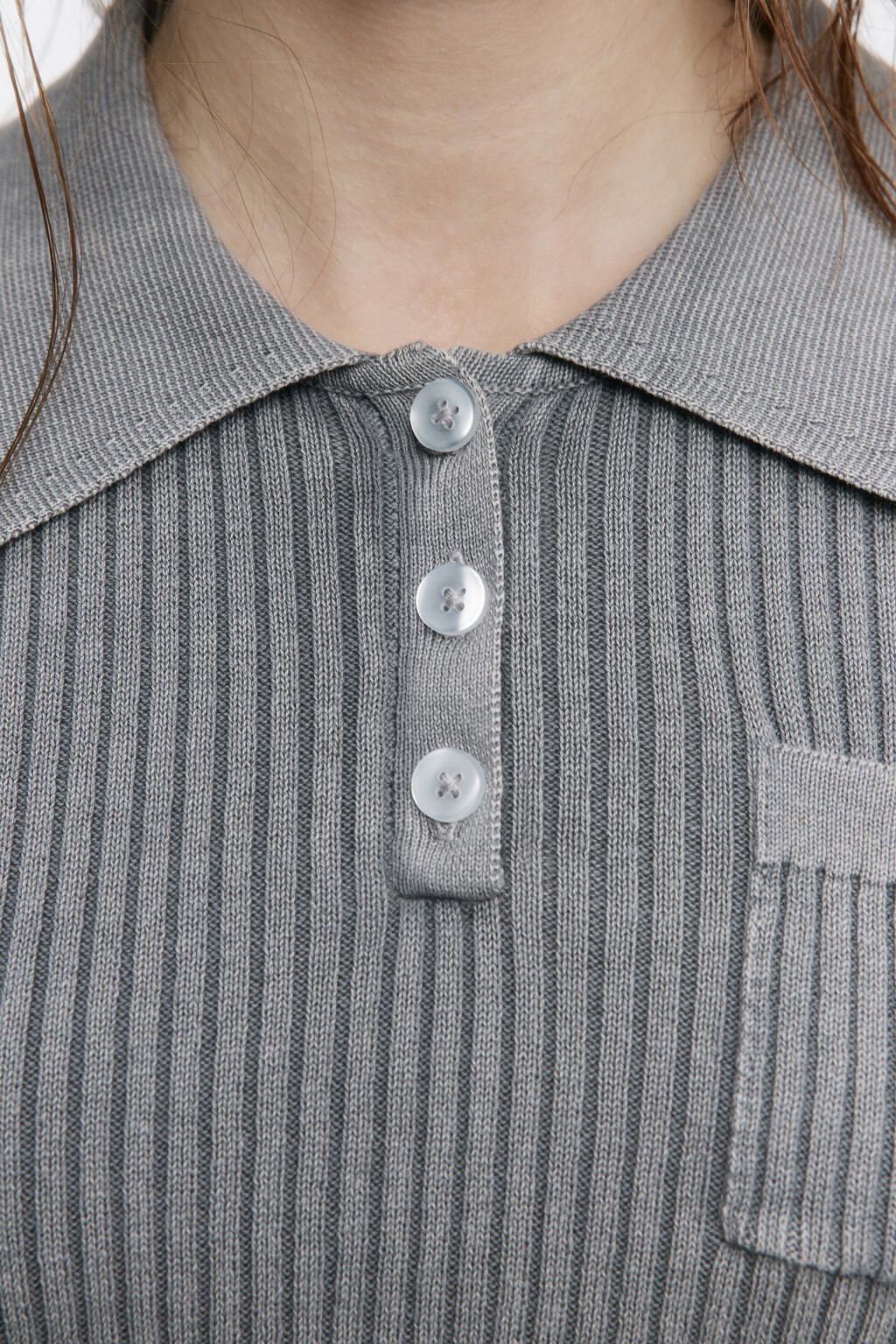 Джемпер облегающий с воротником-поло - цвет серый - 6