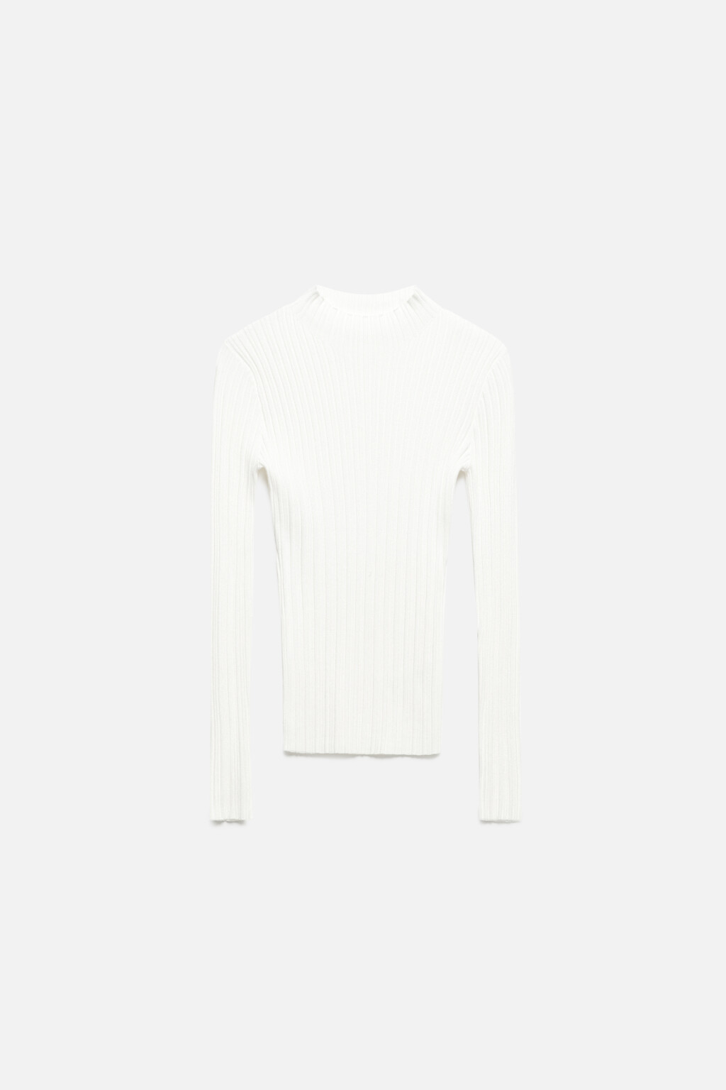 Водолазка тонкая облегающая в рубчик - цвет белый - 8