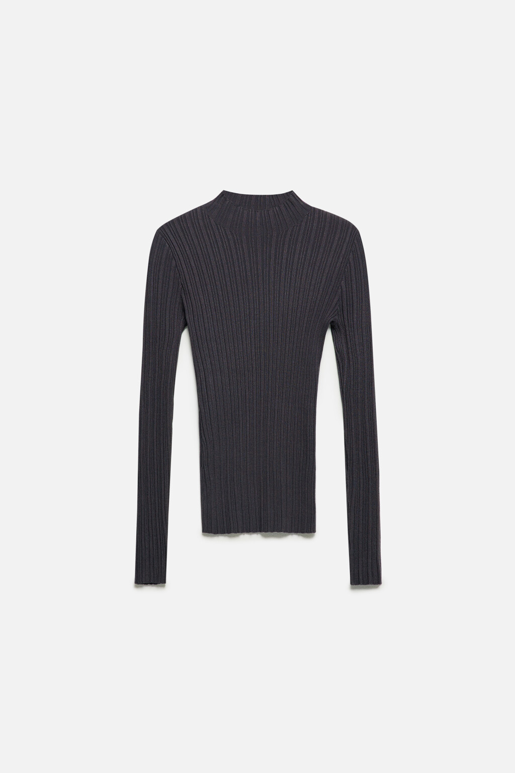 Водолазка тонкая облегающая в рубчик - цвет серый - 8