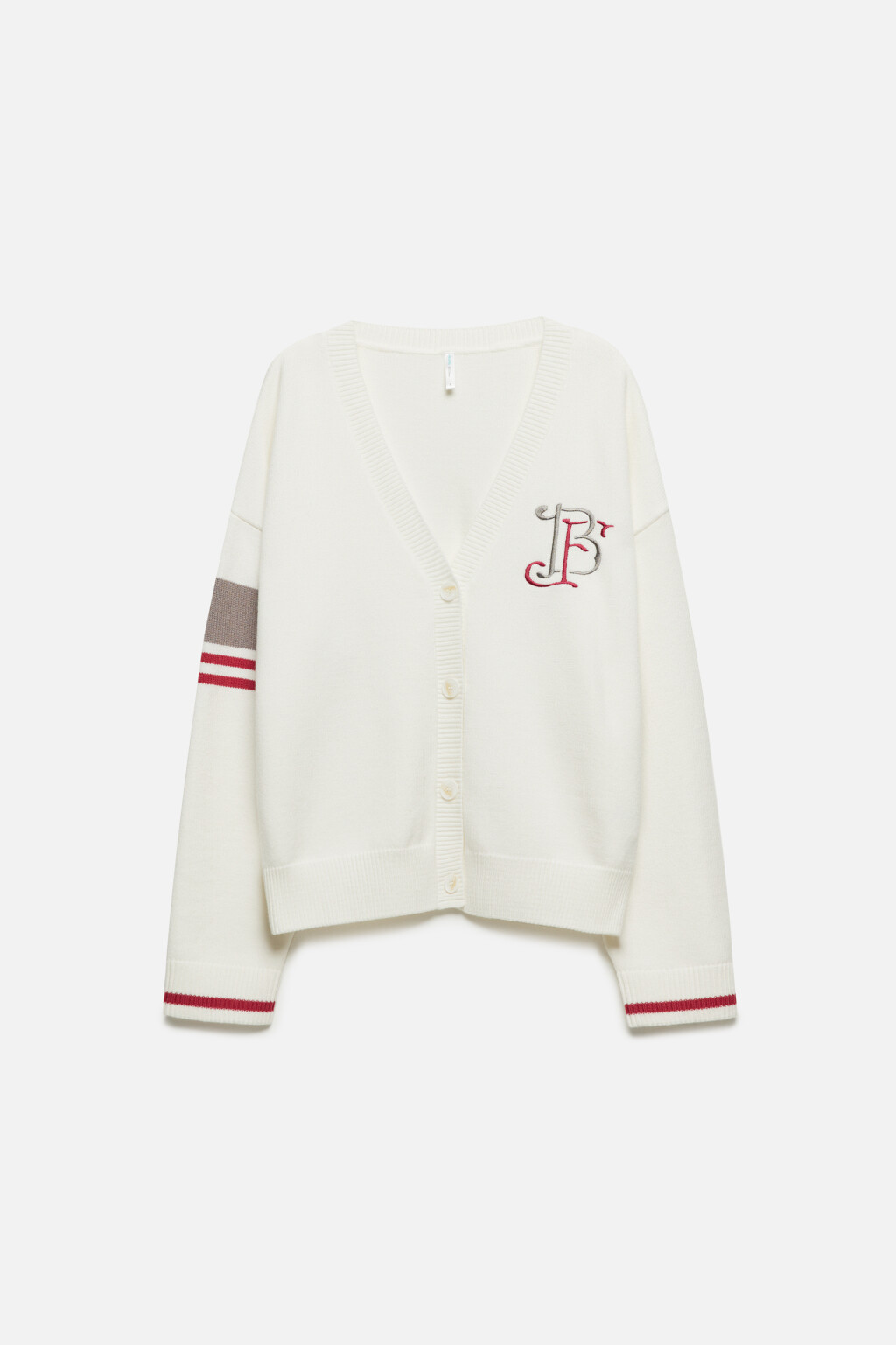 Кардиган вязаный с принтом и полосками - цвет бежевый - 9