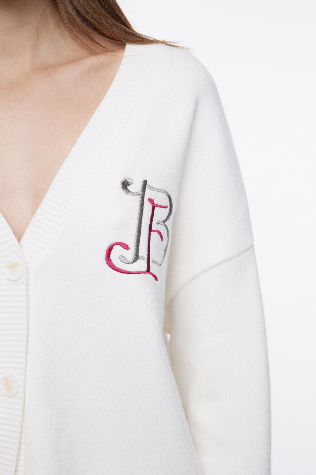 Кардиган вязаный с принтом и полосками - цвет бежевый - 7