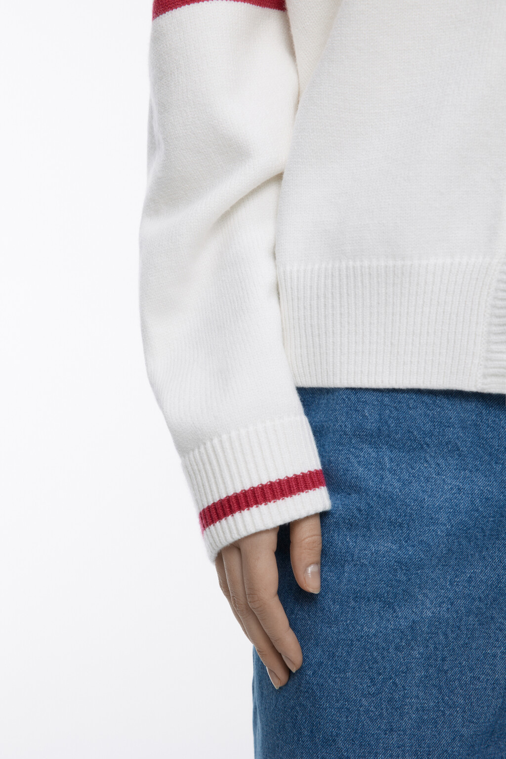 Кардиган вязаный с принтом и полосками - цвет бежевый - 8