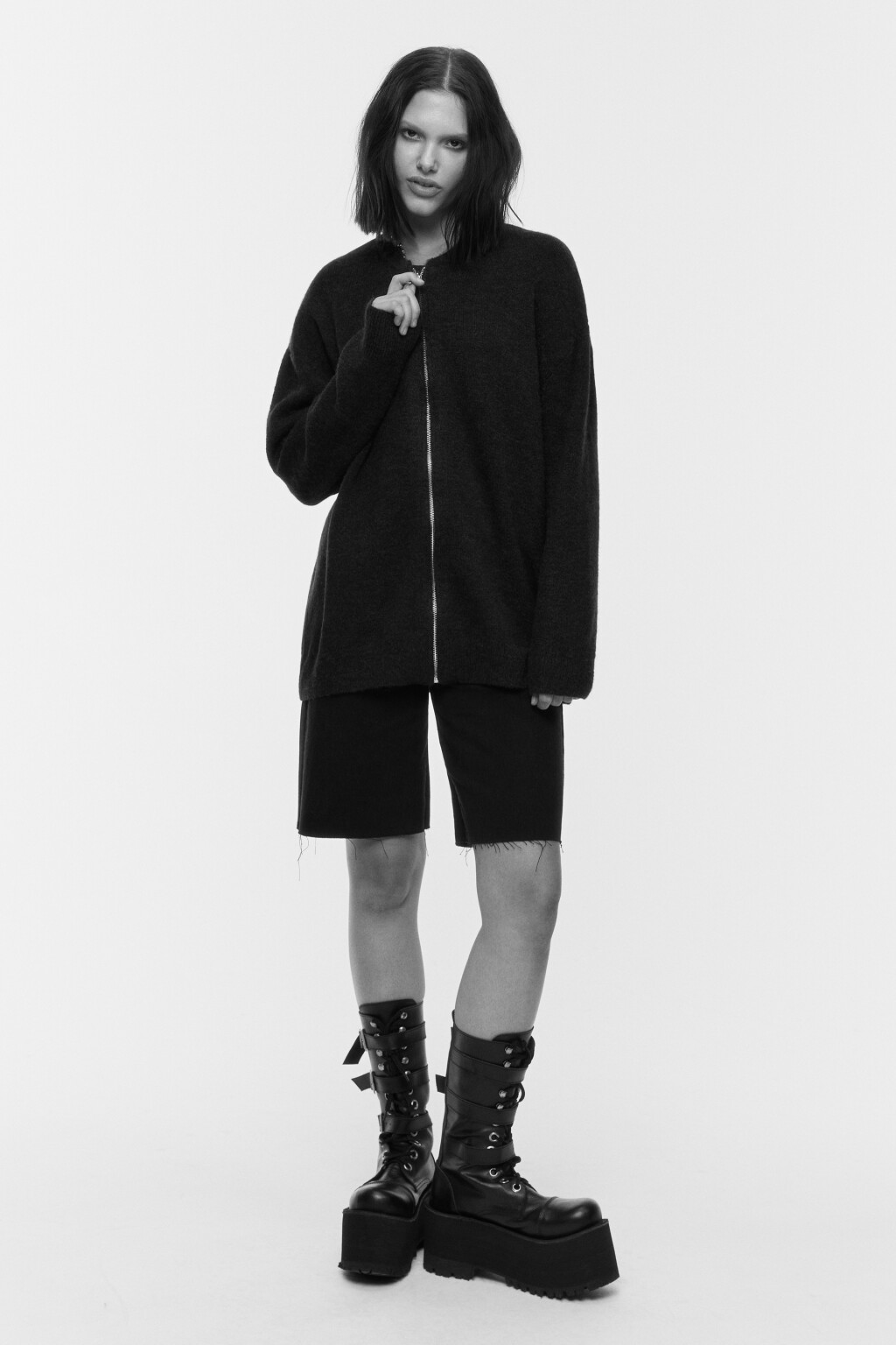 Кардиган на молнии вязаный с шерстью - цвет синий - 6