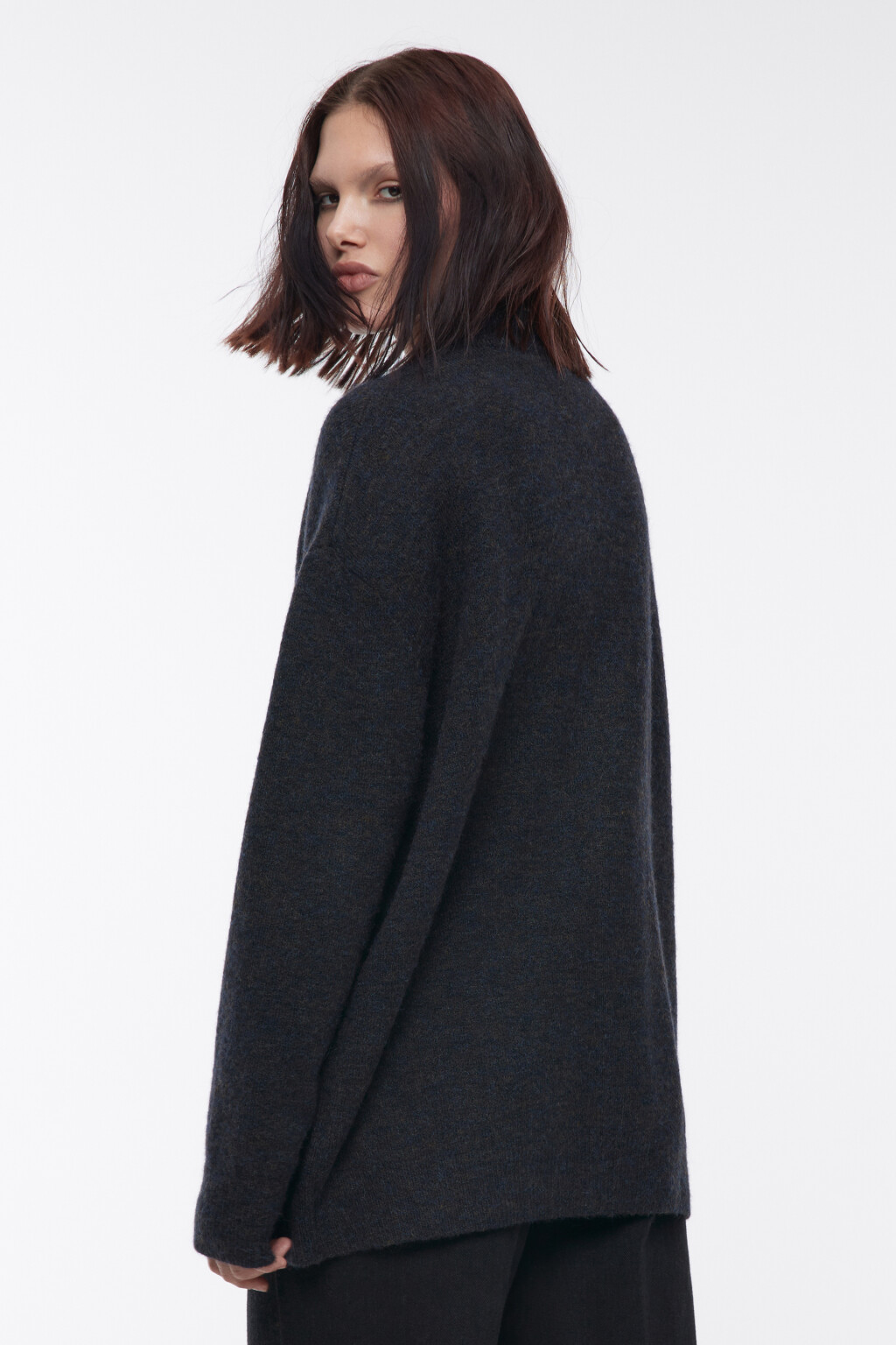 Кардиган на молнии вязаный с шерстью - цвет синий - 4