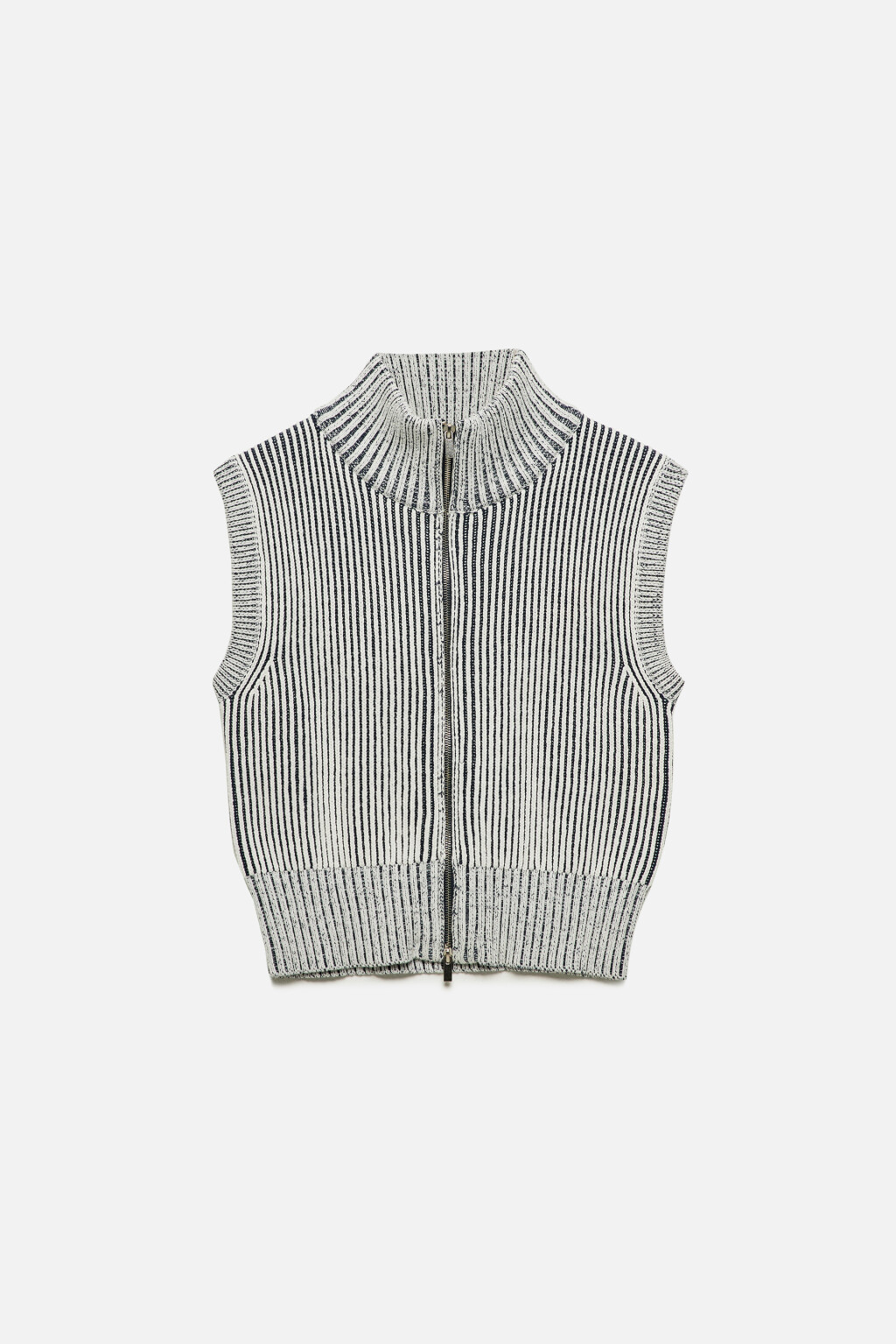 Жилет вязаный на молнии с воротником-стойкой - цвет молочный - 8