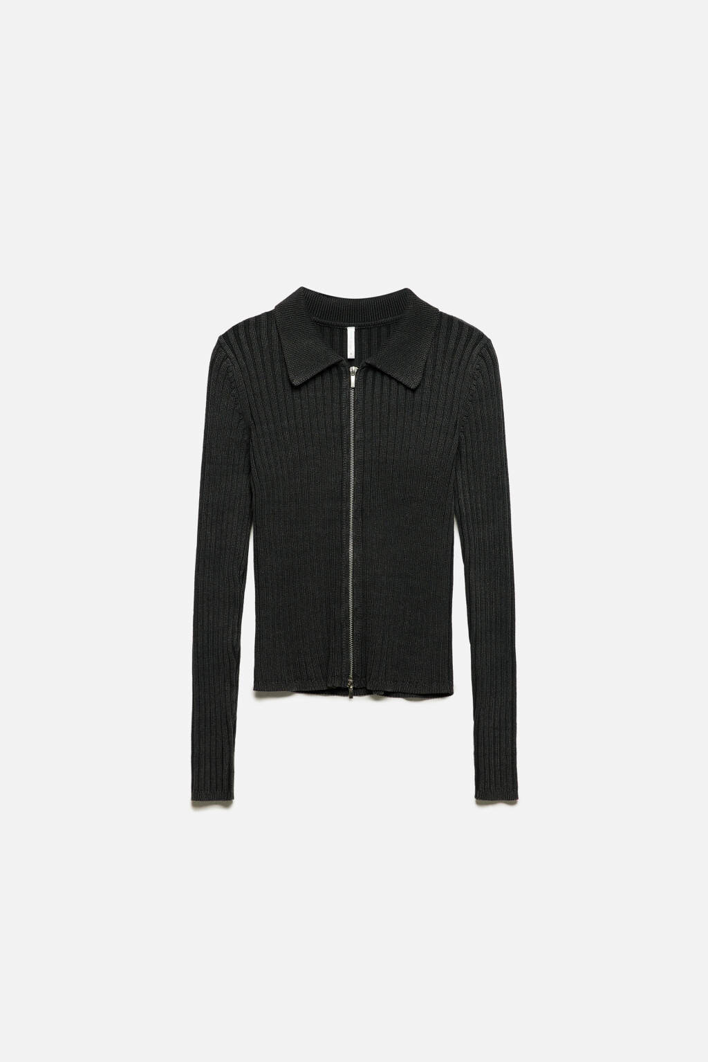 Кардиган на молнии с отложным воротником - цвет серый - 8