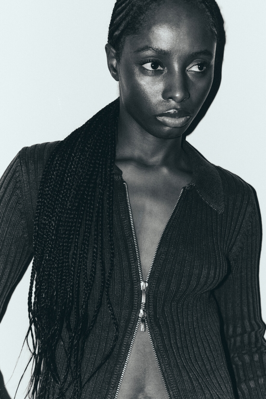 Кардиган на молнии с отложным воротником - цвет серый - 5