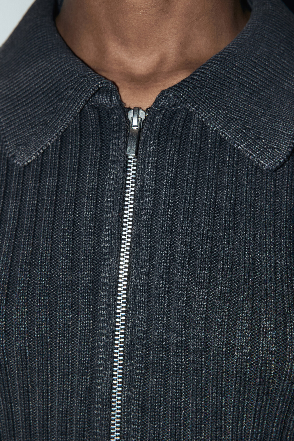 Кардиган на молнии с отложным воротником - цвет серый - 6