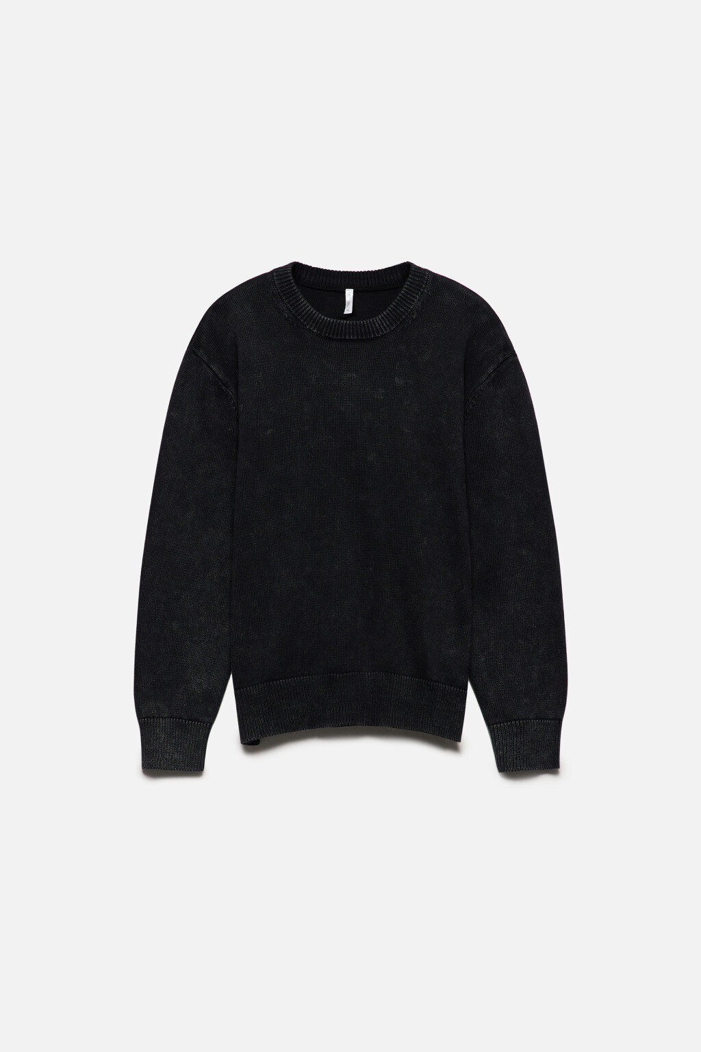 Джемпер свободный хлопковый толстой вязки - цвет черный - 8