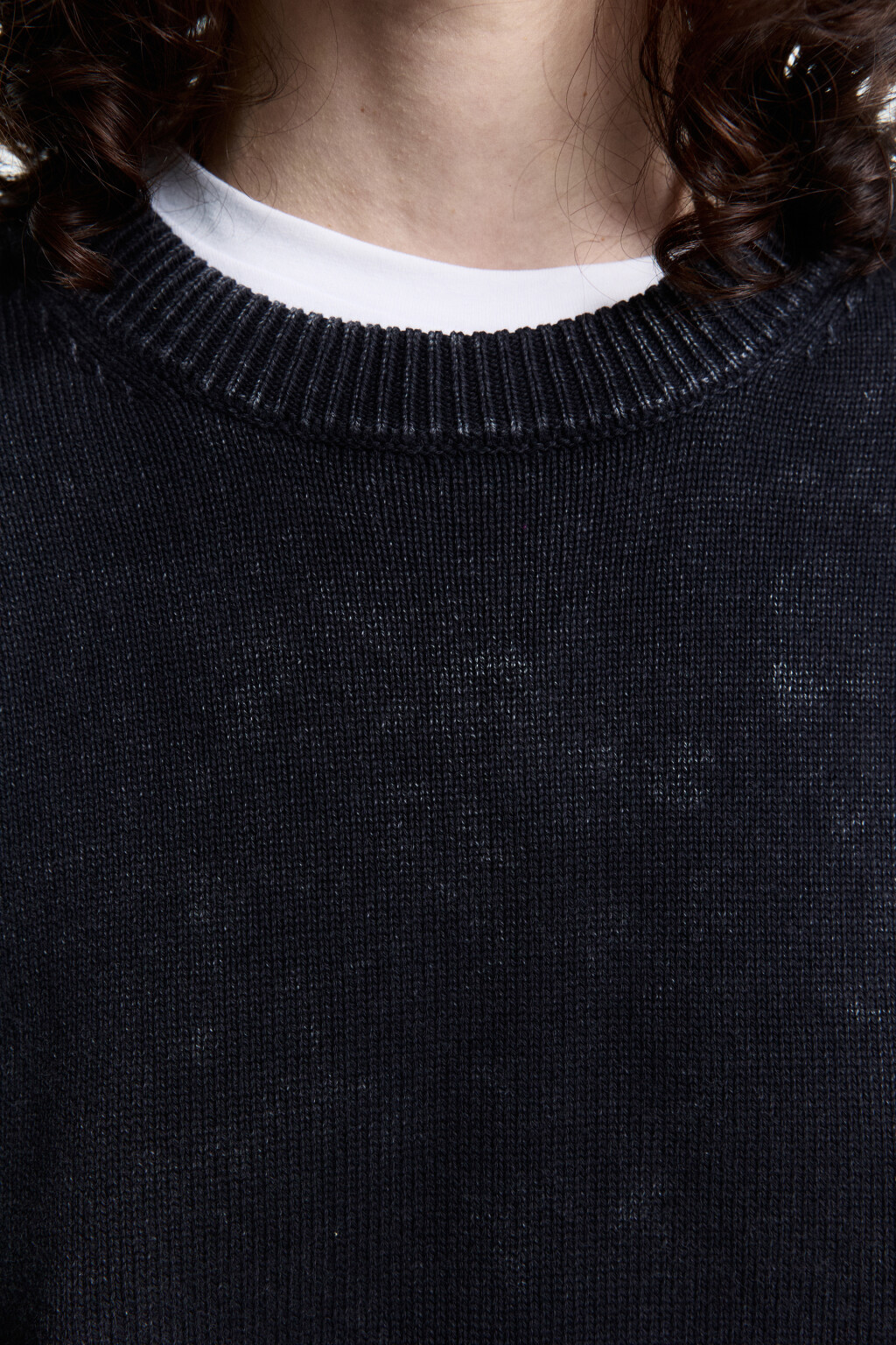 Джемпер свободный хлопковый толстой вязки - цвет черный - 6