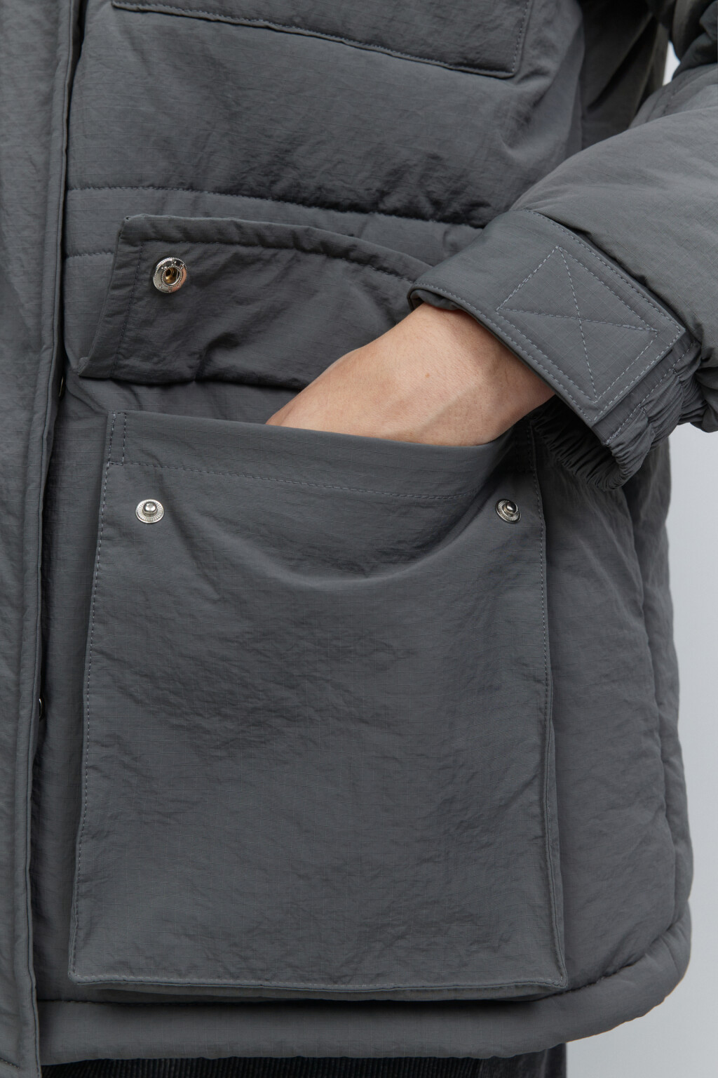 Куртка-парка короткая с капюшоном - цвет серый - 7
