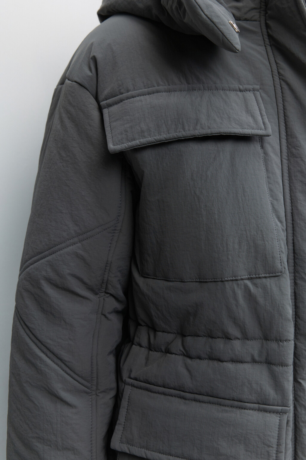 Куртка-парка короткая с капюшоном - цвет серый - 9