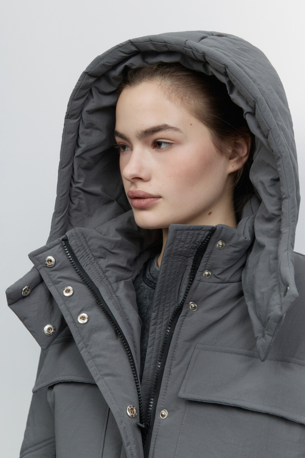 Куртка-парка короткая с капюшоном - цвет серый - 10