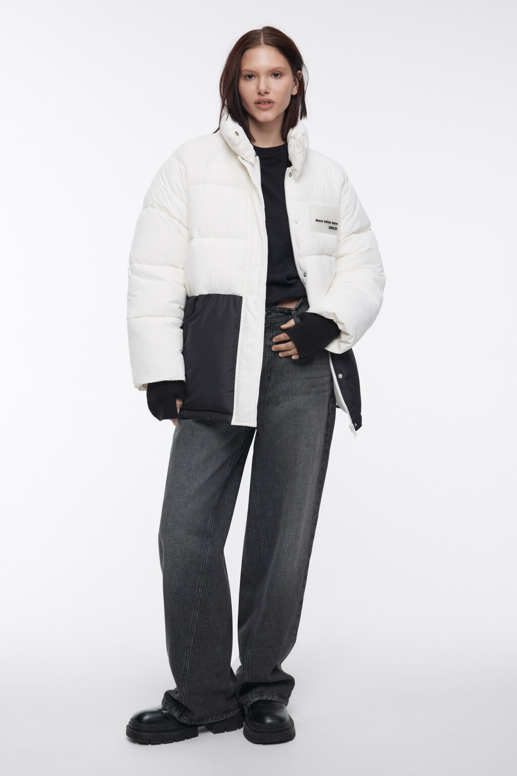 Куртка стеганая с воротником-стойкой и принтом - цвет мультиколор - 1