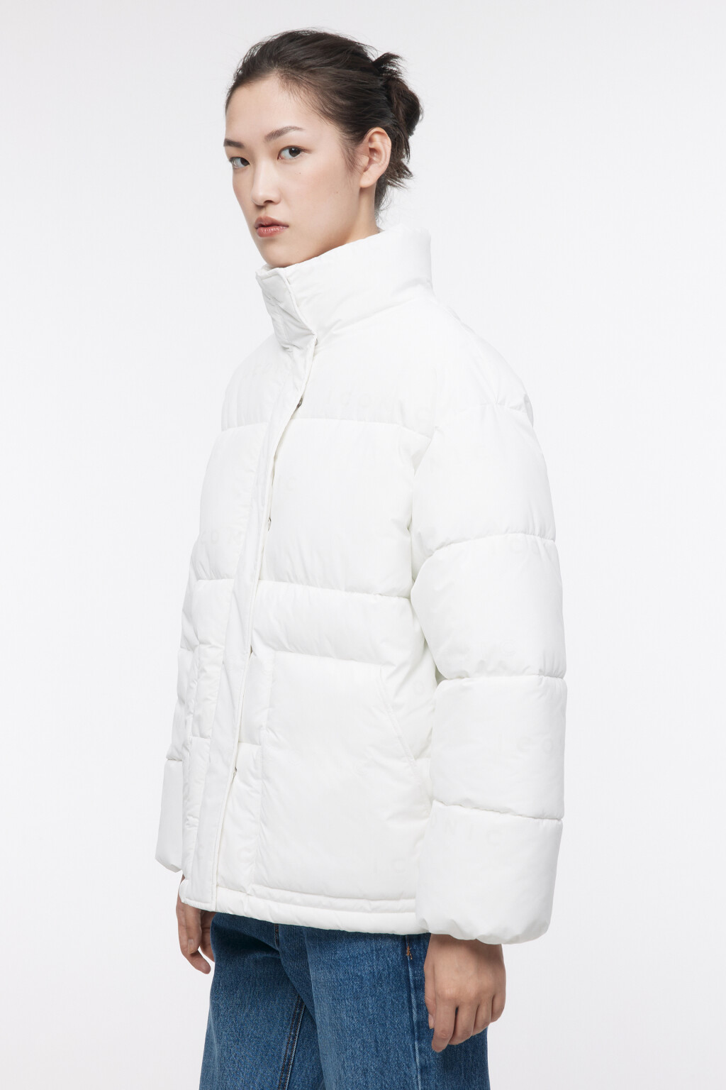 Куртка oversize стеганая с термопринтом - цвет молочный - 3