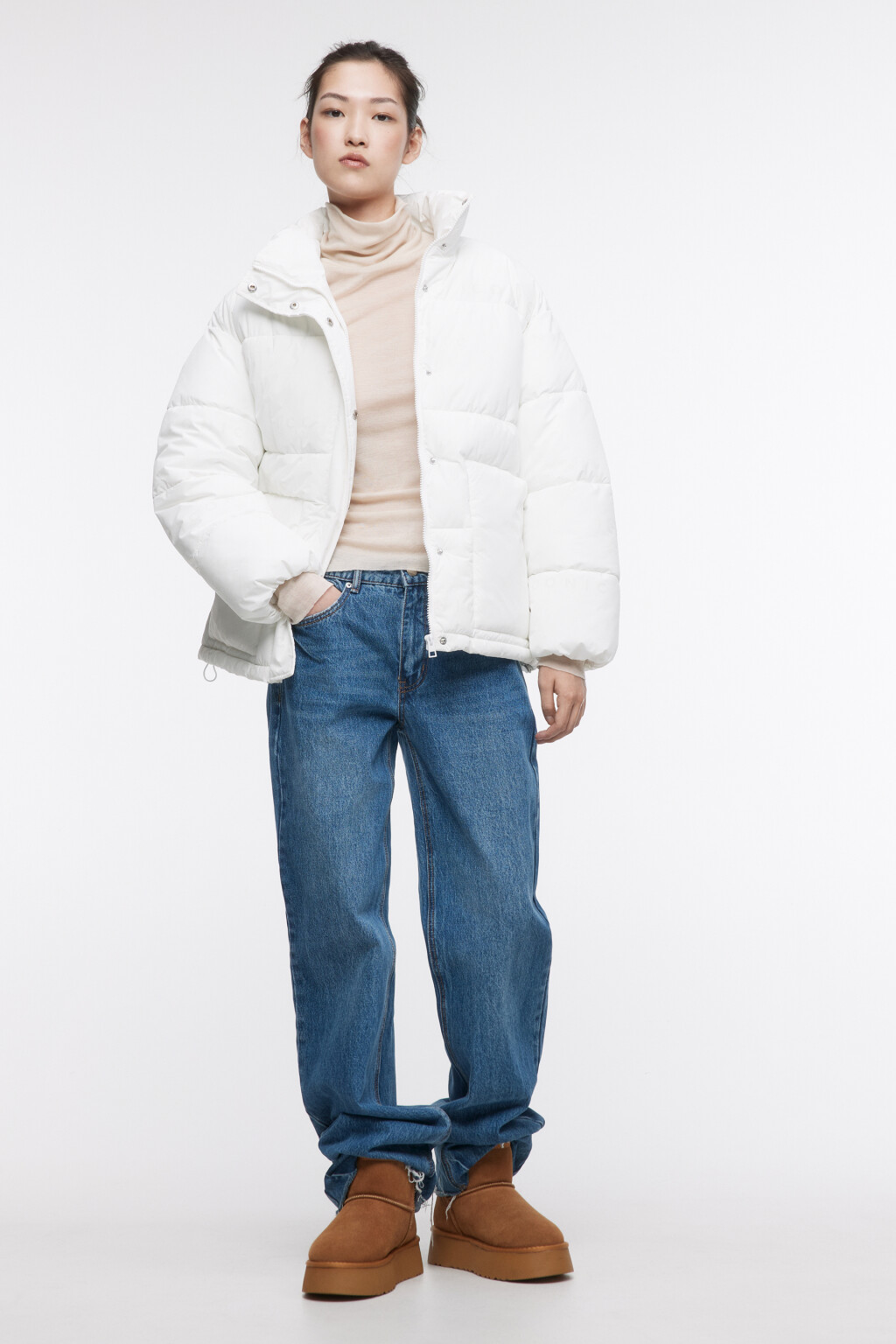 Куртка oversize стеганая с термопринтом - цвет молочный - 5