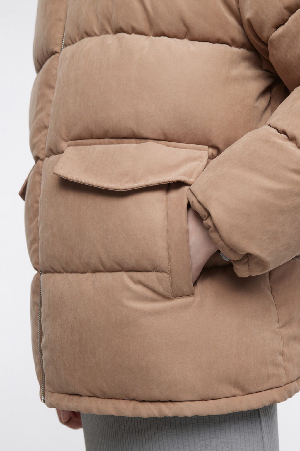 Куртка со съемным меховым воротником - цвет коричневый - 8