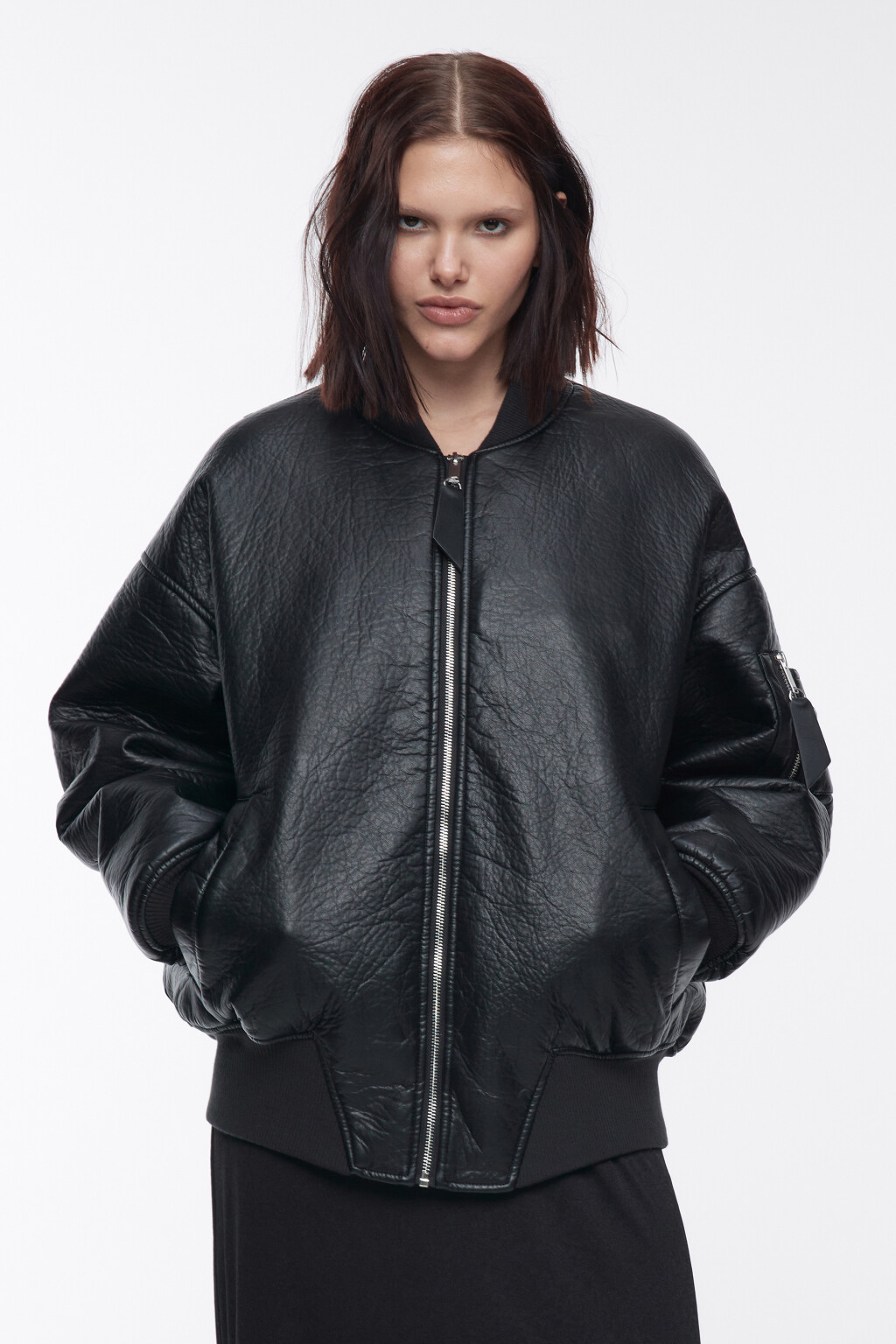 Куртка-бомбер oversize  - цвет черный - 4