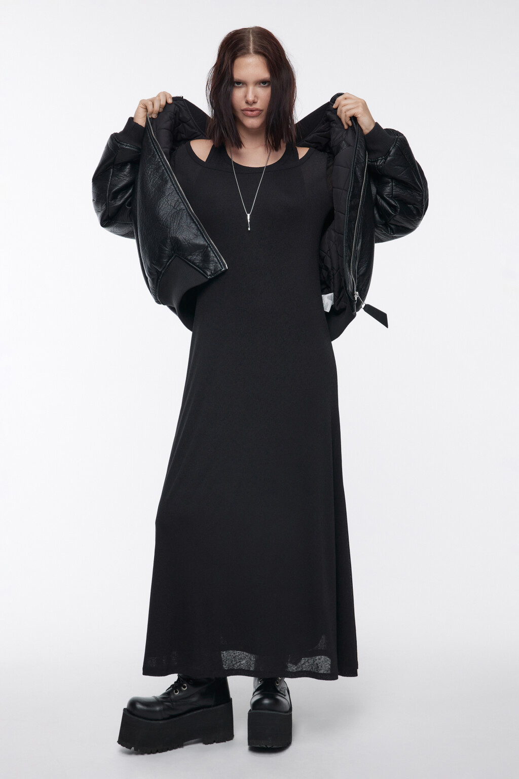 Куртка-бомбер oversize  - цвет черный - 7
