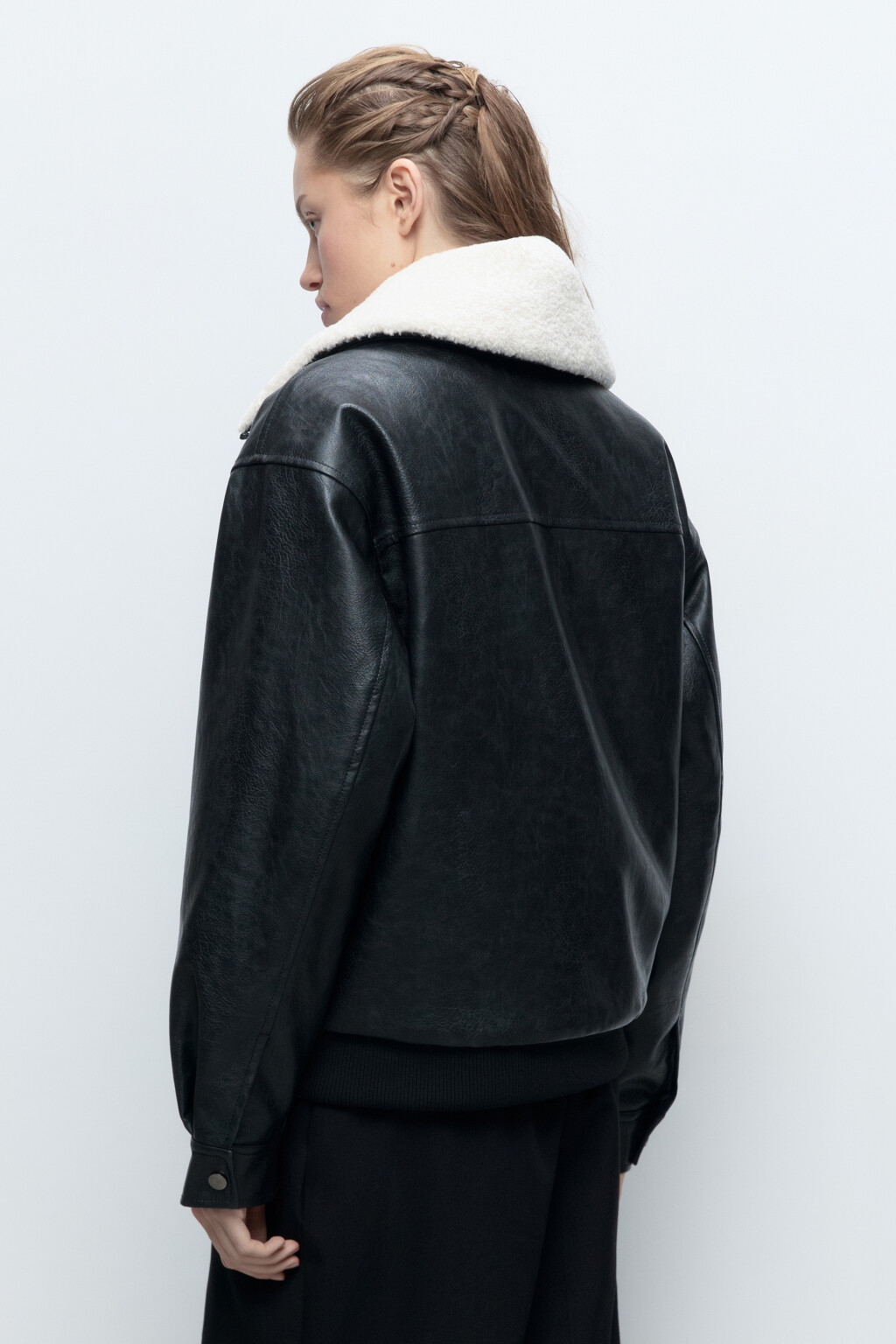 Куртка из искусственной кожи со съемной опушкой - цвет черный - 3