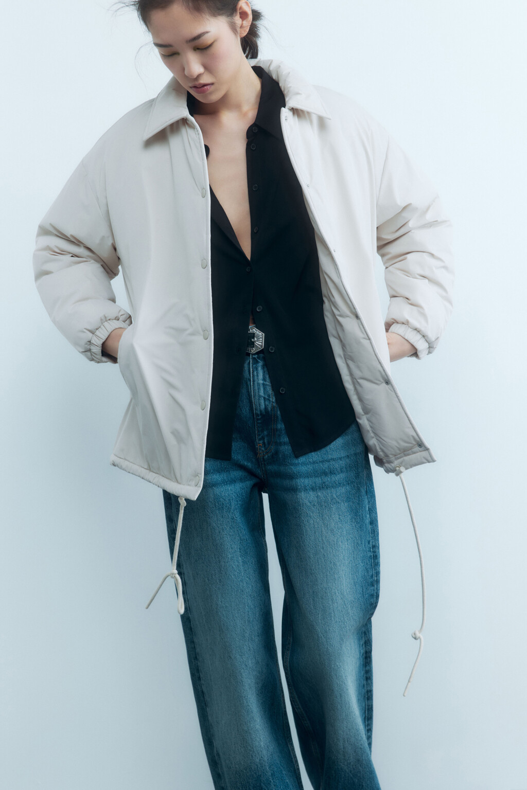 Куртка-рубашка стеганая утепленная - цвет молочный - 11