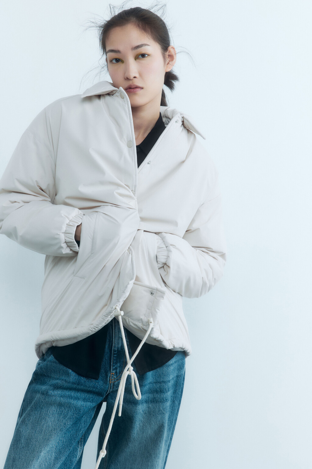 Куртка-рубашка стеганая утепленная - цвет молочный - 10