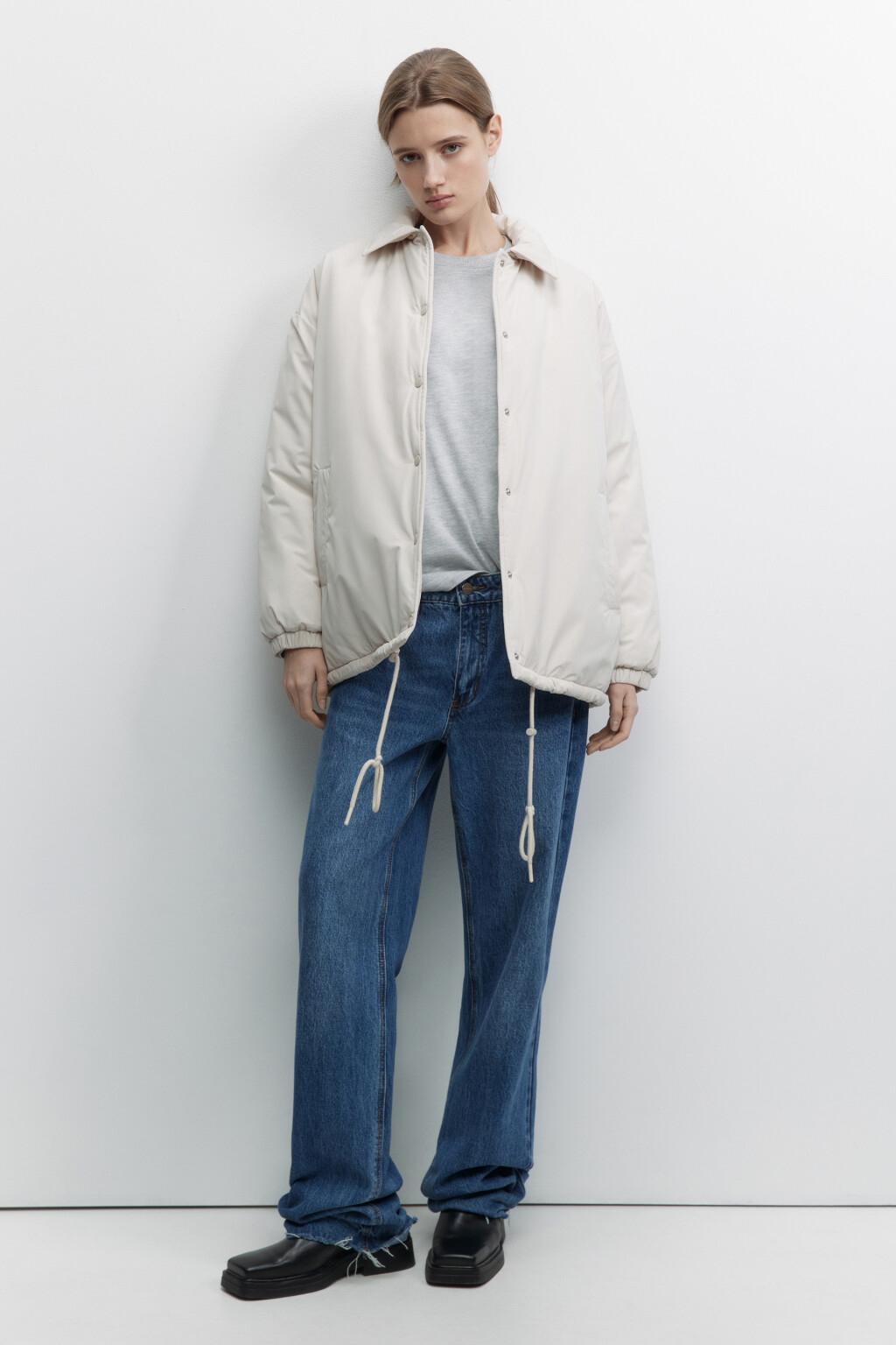 Куртка-рубашка стеганая утепленная - цвет молочный - 6