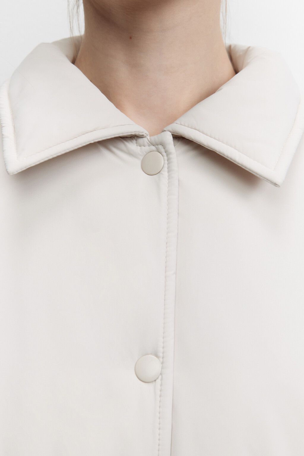 Куртка-рубашка стеганая утепленная - цвет молочный - 7