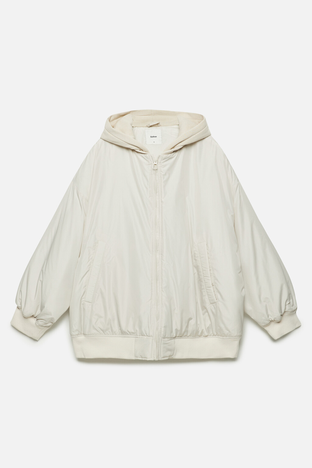 Куртка-бомбер oversize с трикотажным капюшоном - цвет молочный - 13