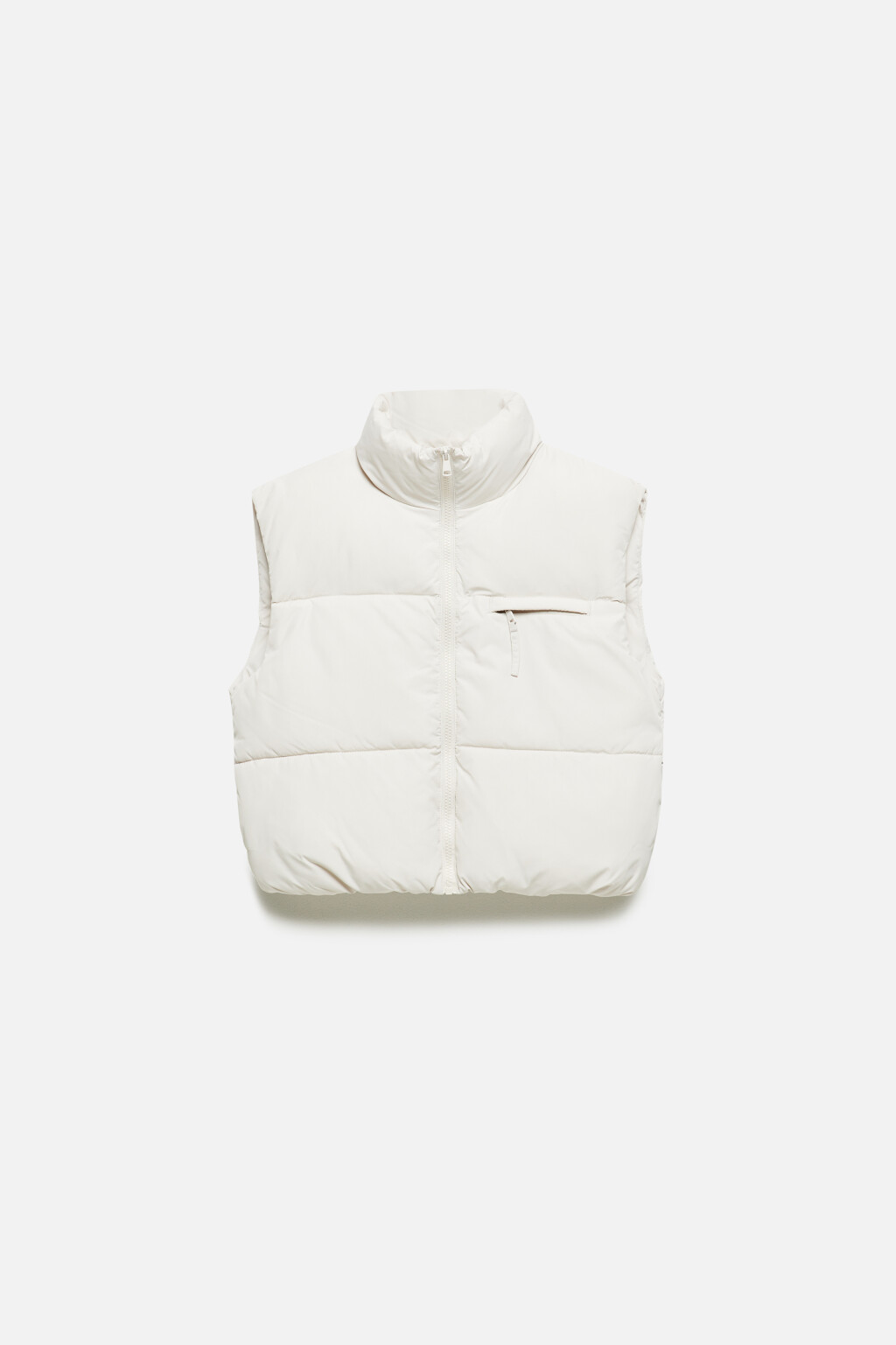 Жилет стеганый укороченный с воротником - цвет бежевый - 12