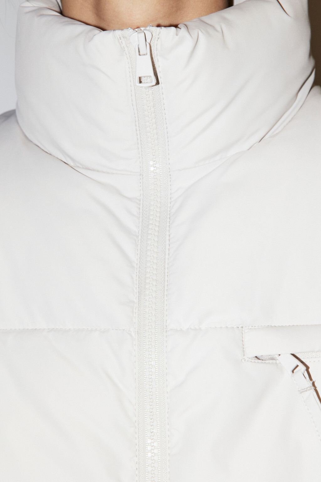 Жилет стеганый укороченный с воротником - цвет бежевый - 7