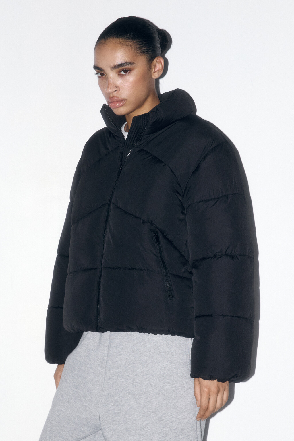 Куртка стеганая с воротником-стойкой - цвет черный - 4