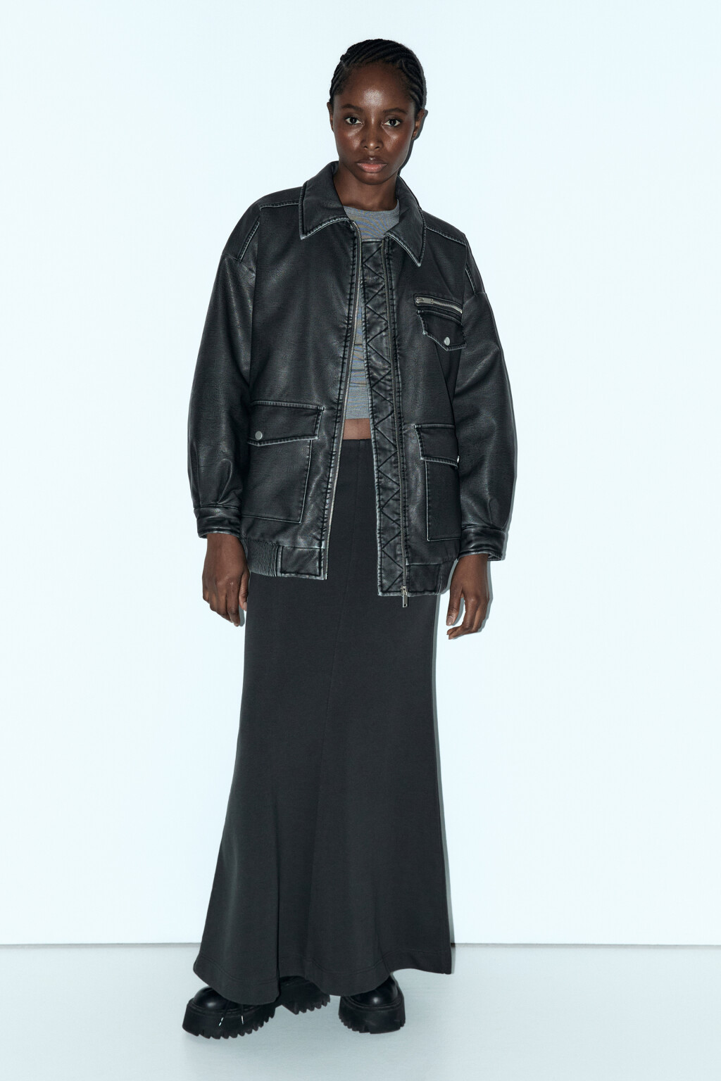 Куртка-бомбер oversize с вареным эффектом - цвет серый - 6