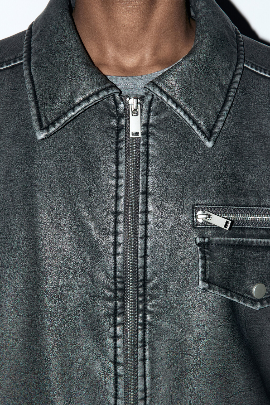 Куртка-бомбер oversize с вареным эффектом - цвет серый - 7