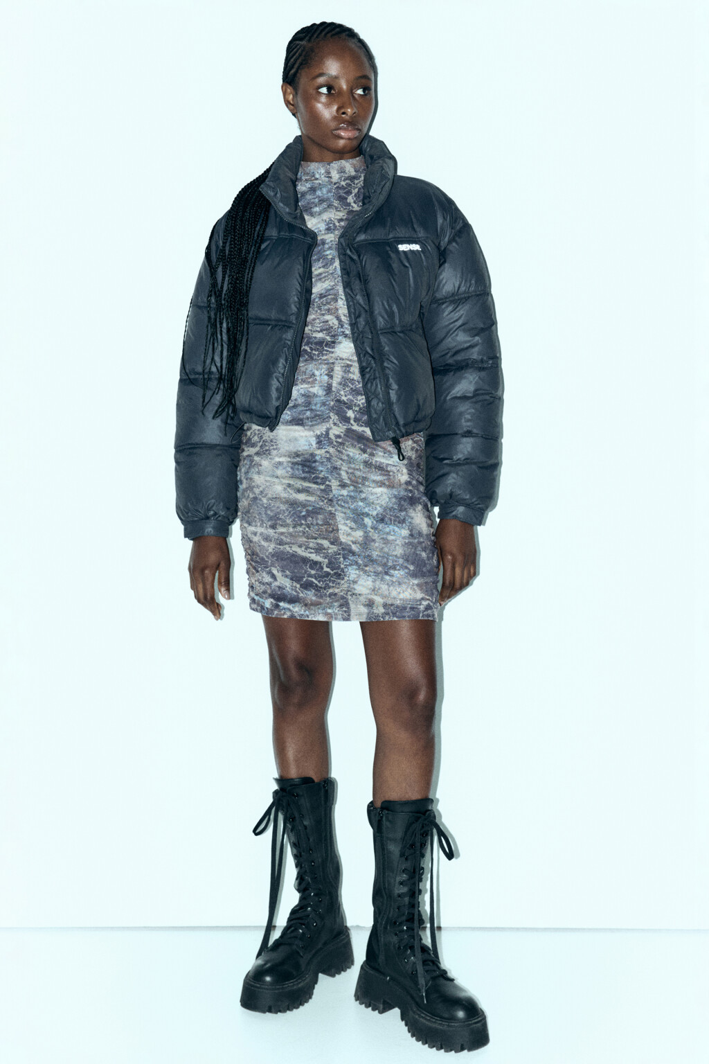 Куртка стеганая укороченная с воротником-стойкой - цвет серый - 7