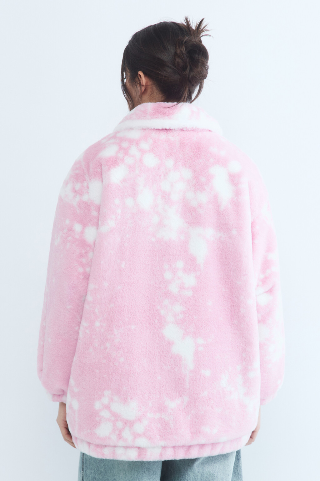 Шуба-бомбер oversize из искусственного меха - цвет розовый - 4