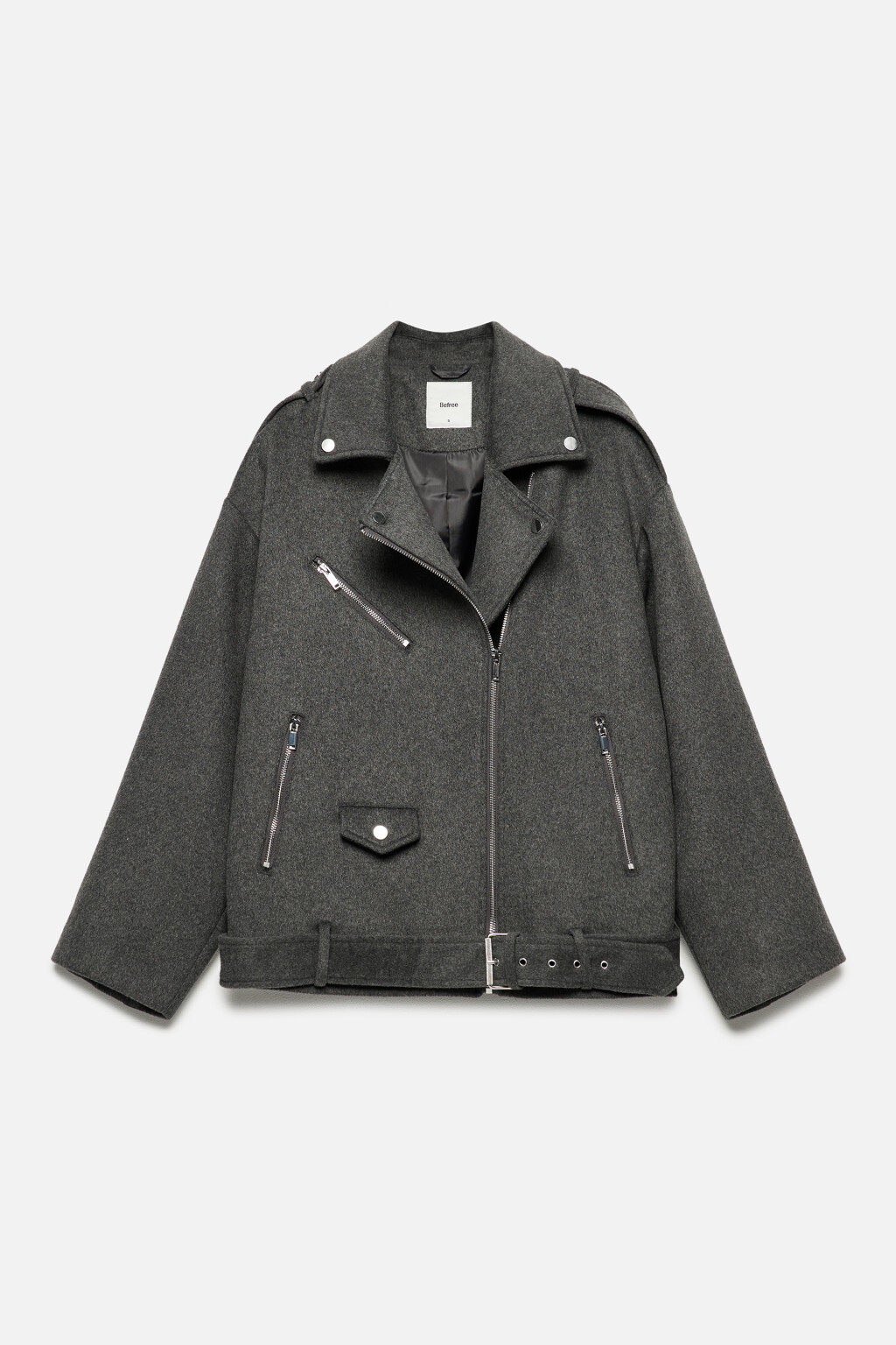 Полупальто-косуха из драповой ткани - цвет серый - 9