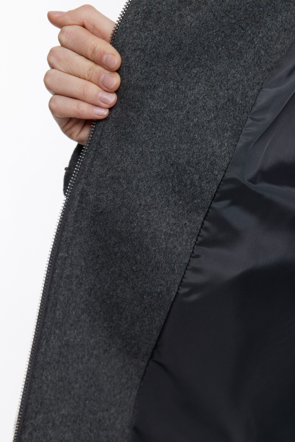 Полупальто-косуха из драповой ткани - цвет серый - 8