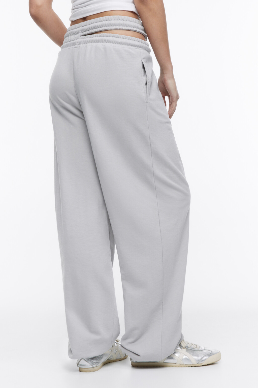 Брюки-джоггеры спортивные с двойным поясом - цвет серый - 3
