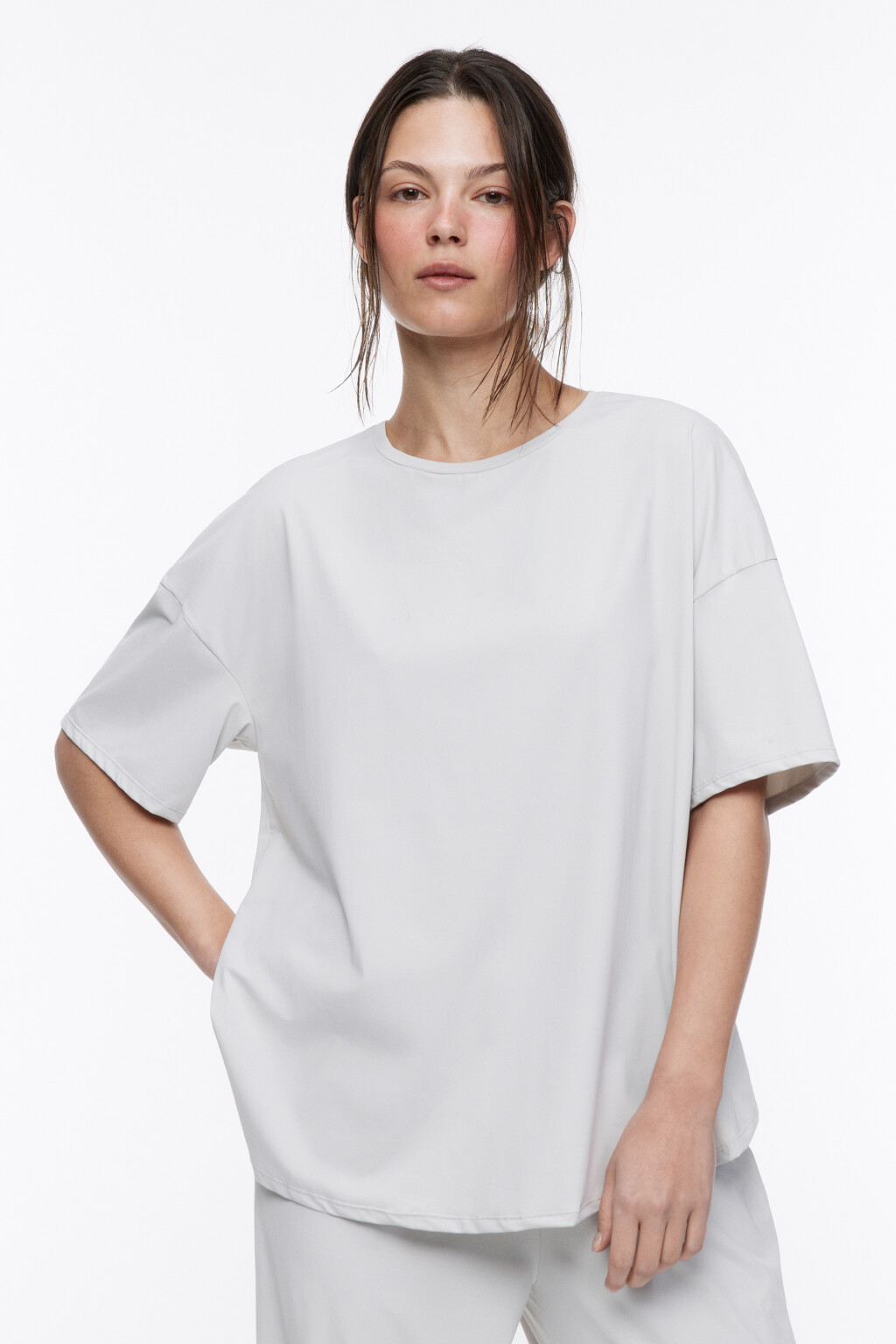 Футболка oversize спортивная гладкая - цвет серый - 2