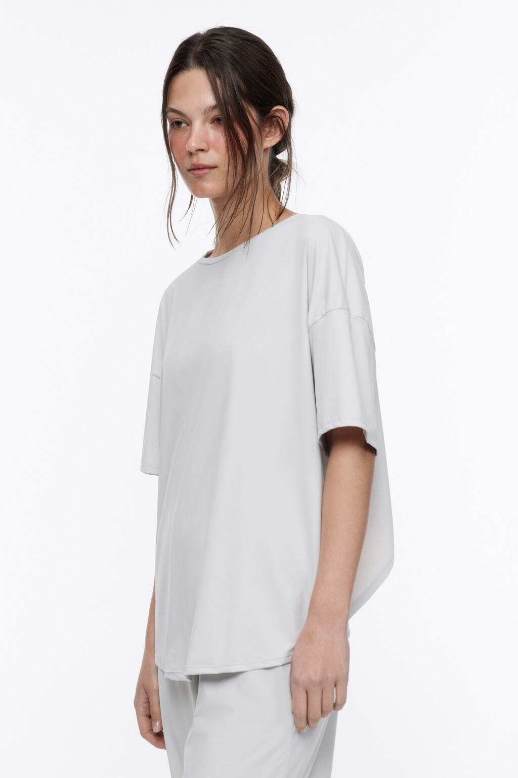 Футболка oversize спортивная гладкая - цвет серый - 3