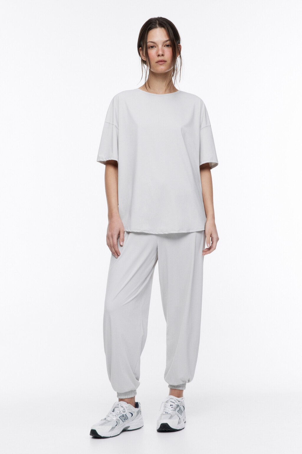 Футболка oversize спортивная гладкая - цвет серый - 5